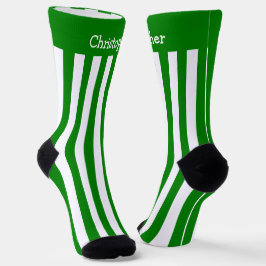 Calcetines Diseño De Tiras Verdes Y Blancas Socks