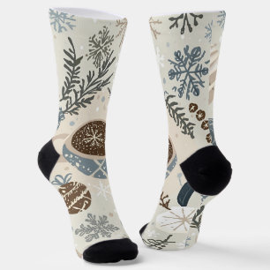 Calcetines Diseño de vacaciones de cacao caliente y copos de