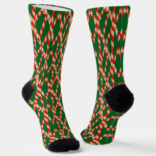 Calcetines Diseño de vector de bastón de caramelo rojo blanco
