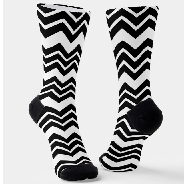 Calcetines Diseño del patrón de Chevron de Zigzag blanco negr (Subido por el creador)