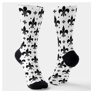 Calcetines Diseño del patrón de flor de lis de fondo blanco