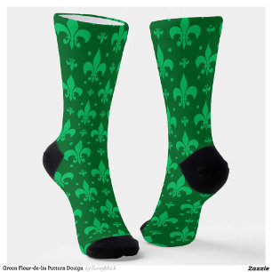 Calcetines Diseño del patrón de flor verde de lis