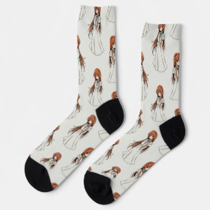Calcetines Diseño del patrón de manga de Anime Weeb Chica