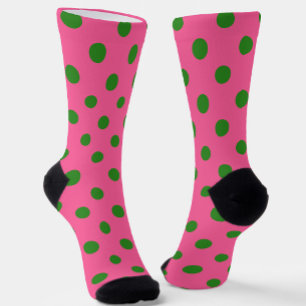 Calcetines Diseño del patrón de puntos de polca verde sobre r
