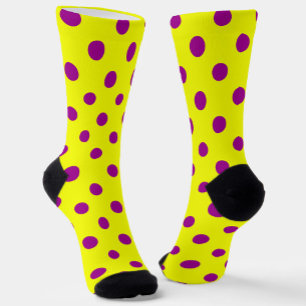 Calcetines Diseño Del Patrón De Puntos De Polka Amarillo Púrp