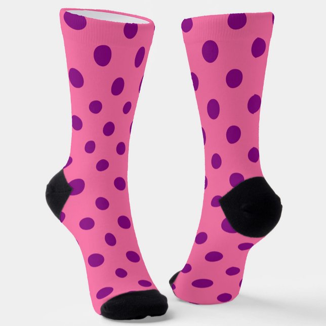 Calcetines Diseño del patrón de puntos de polka rosado púrpur (Subido por el creador)