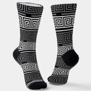 Calcetines Diseño del patrón Fret de la llave griega blanca g