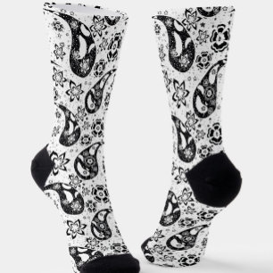 Calcetines Diseño del patrón Paisley floral blanca