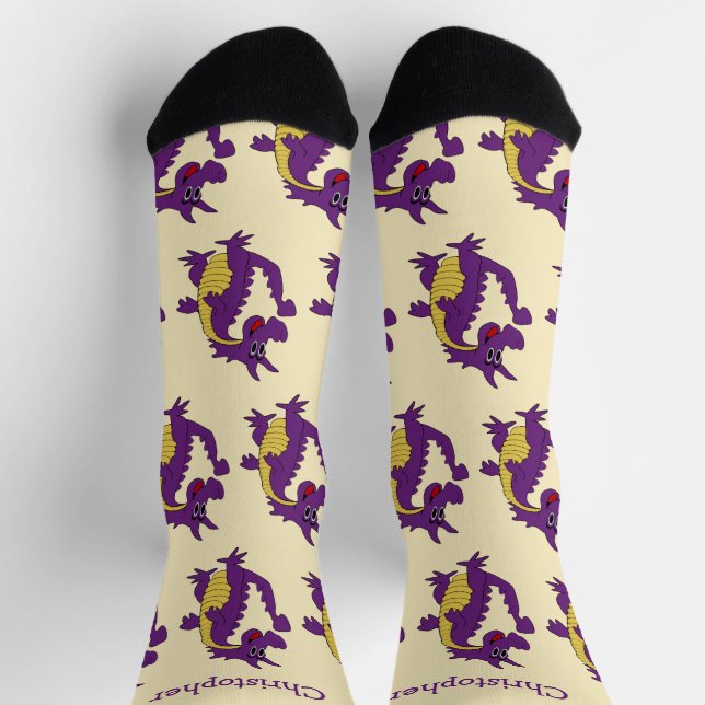 Calcetines Diseño Dragón Púrpura (Arriba)