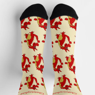 Calcetines Diseño Dragón Rojo