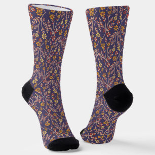 Calcetines Diseño floral caprichoso con enredaderas sobre fon