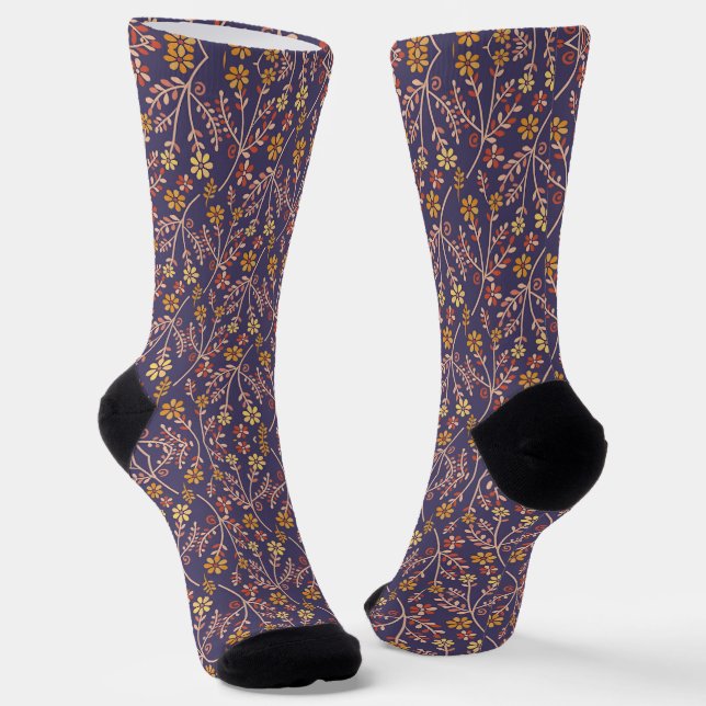 Calcetines Diseño floral caprichoso con enredaderas sobre fon (Angular)