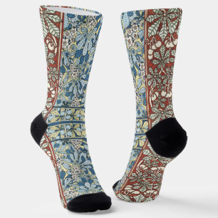 Calcetines Diseño Floral de Castaño Art Nouveau Antiguo