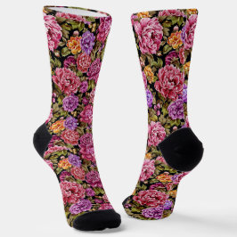 Calcetines Diseño floral en rosa y púrpura