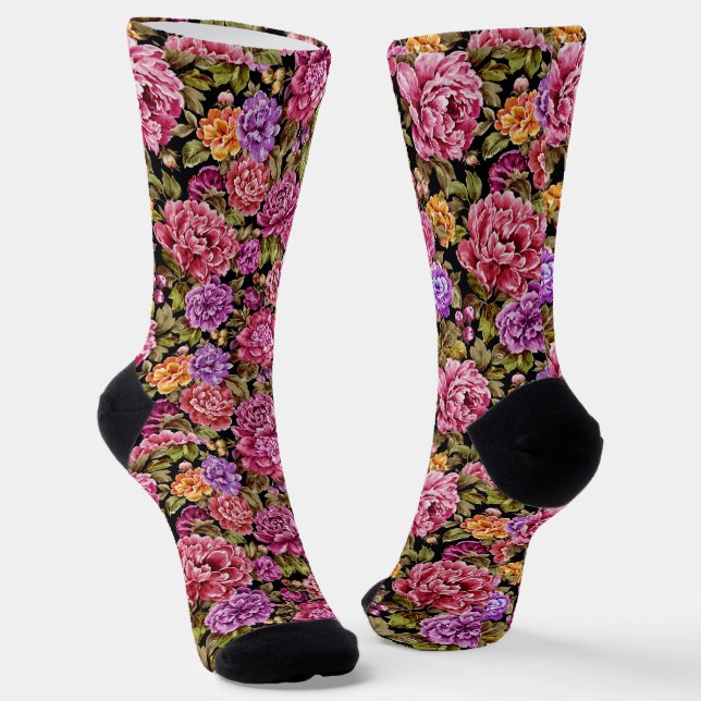 Calcetines Diseño floral en rosa y púrpura (Angular)