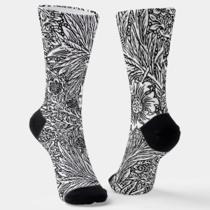 Calcetines Diseño floral intrincado en blanco y negro