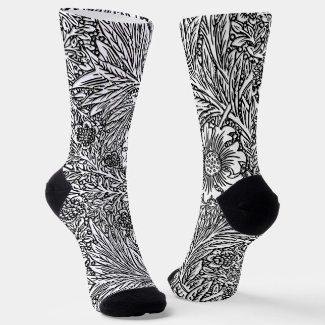 Calcetines Diseño floral intrincado en blanco y negro (Angular)