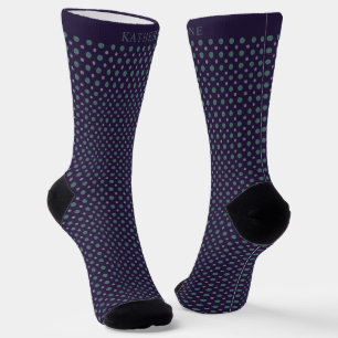 Calcetines Diseño personalizable de lunares azul verde oscuro