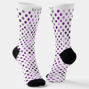 Calcetines Diseño personalizable de lunares blanco violeta pú