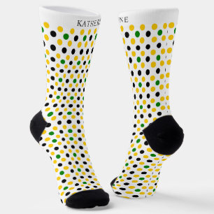 Calcetines Diseño personalizado de lunares blanco amarillo ve