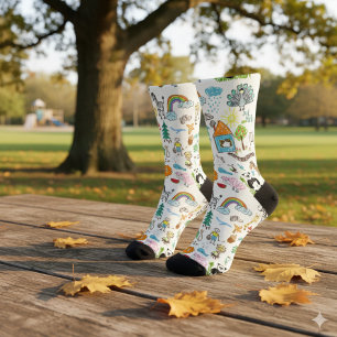 Calcetines Diseño personalizado simple Dibujos de niños Lindo