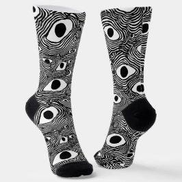 Calcetines Diseño psicodélico en blanco y negro