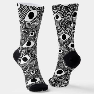 Calcetines Diseño psicodélico en blanco y negro