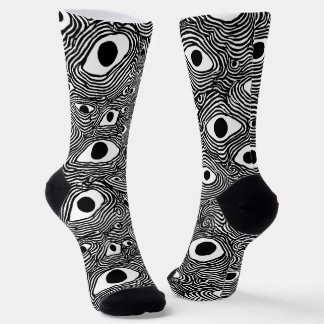 Calcetines Diseño psicodélico en blanco y negro