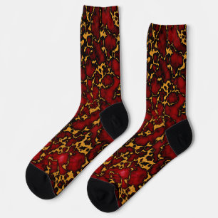 Calcetines Diseño real de textura de mármol rojo y oro de rub