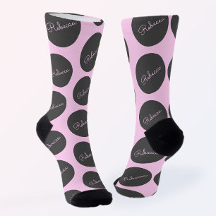 Calcetines Diseño retro-moderno de lunares rosa y gris