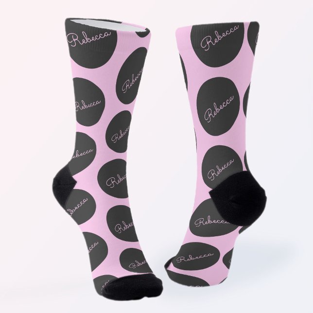 Calcetines Diseño retro-moderno de lunares rosa y gris (Subido por el creador)