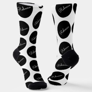 Calcetines Diseño retro-moderno de puntos de polka blanco y n