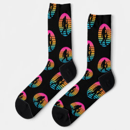 Calcetines Diseño Retro Puesta de Sol Saxofón Jazz Bigfoot
