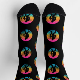 Calcetines Diseño Retro Puesta de Sol Saxofón Jazz Bigfoot