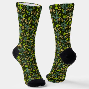 Calcetines Diseño sofisticado de patrón floral azul y beige