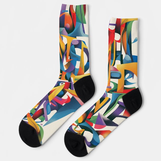 Calcetines Diseño vertical de las partes de letras del alfabe (Izquierda)