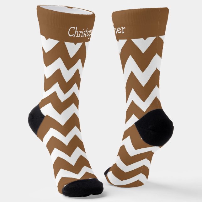 Calcetines Diseño Zig Zag Marrón (Angular)