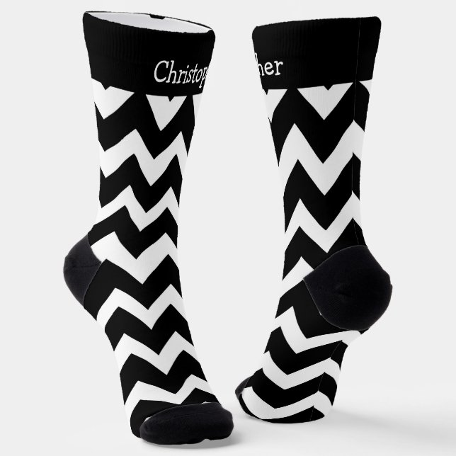 Calcetines Diseño Zig Zag Negro Y Blanco (Angular)