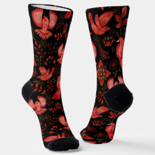 Calcetines Diseños de patrones florales y frondosos vibrantes