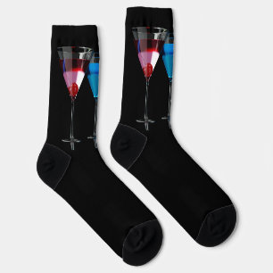 Calcetines Distintos cócteles con gafas de martini en negro