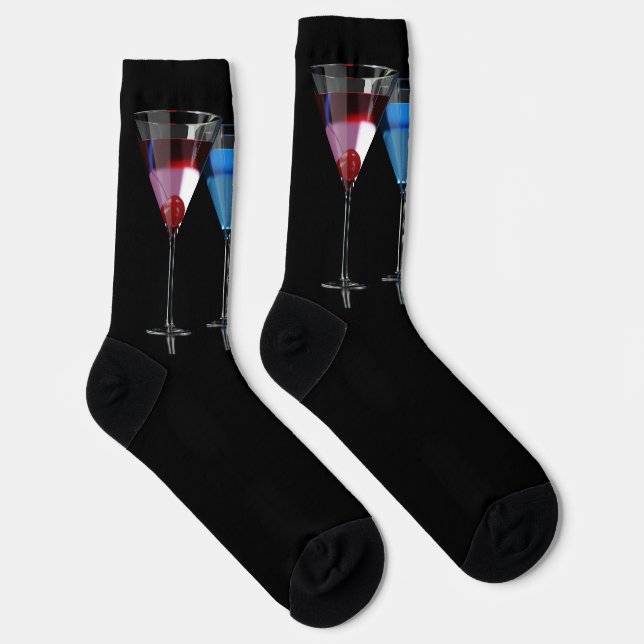 Calcetines Distintos cócteles con gafas de martini en negro (Derecha)