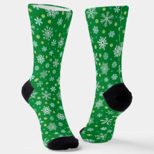Calcetines Diversas formas de copos de nieve Verde Elegante E