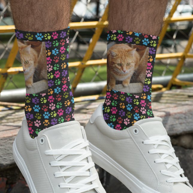 Calcetines Diversión Mascota Foto Personalizada Huellas de Pa (Subido por el creador)