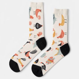 Calcetines Diversos pollos de fondo blanco