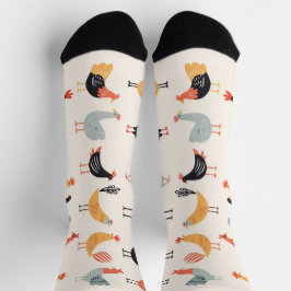 Calcetines Diversos pollos de fondo blanco