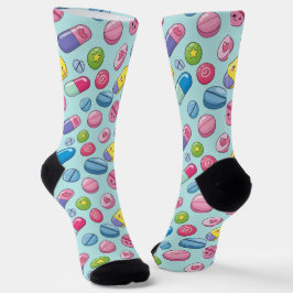 Calcetines Divertidas píldoras sonrientes Lazos de farmacia C