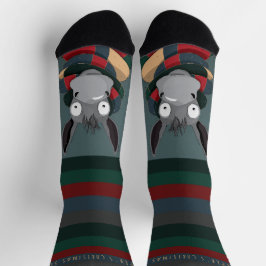 Calcetines Divertido Burro Cute Turquesa Gris 