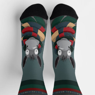 Calcetines Divertido Chic Festivo Burro Bonito Gris Turquesa