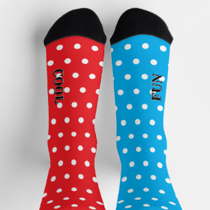 Calcetines Divertido Genial Rojo Azul Blanco Lunares Desparej