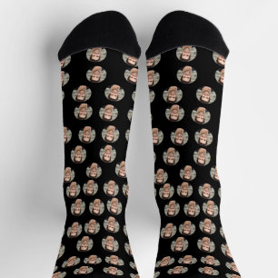 Calcetines Divertido Personalizado cara foto personal negro